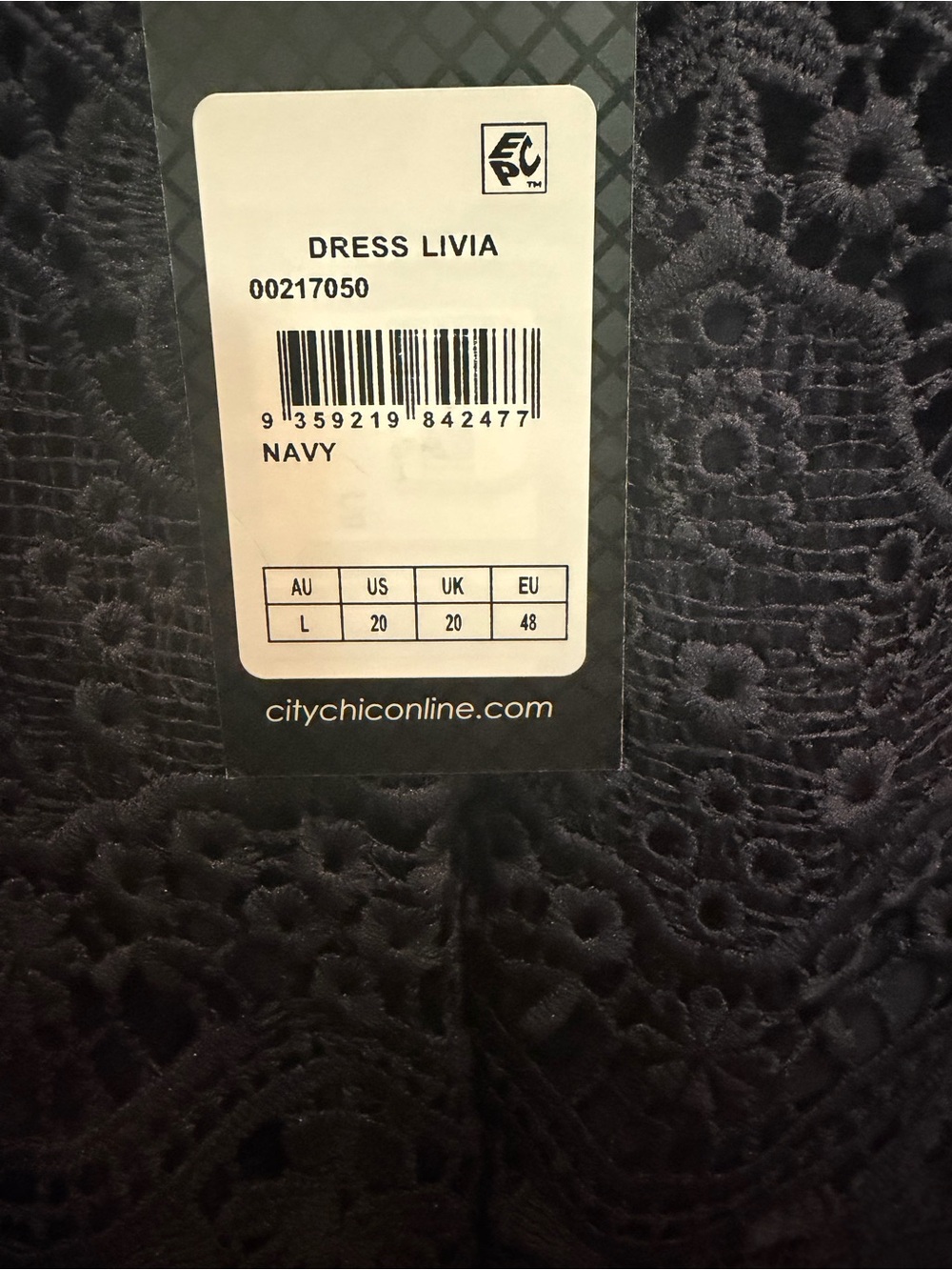 City Chic Navy Lace High-Neck Pleated Midi Dress - Picture 5 of 5